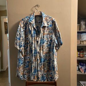 Margaritaville XL 75% silk, 25% linen Caribbean Print short sleeve shirt